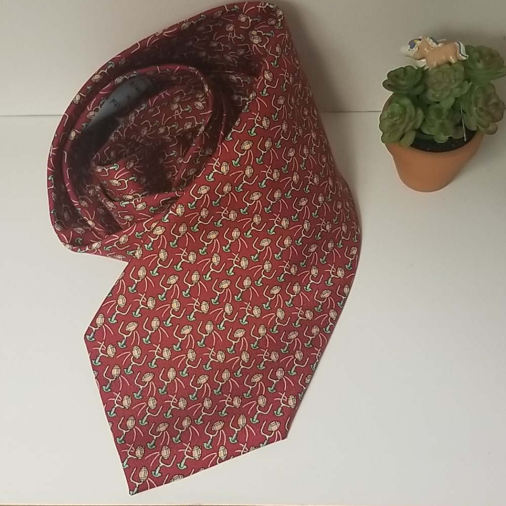 Vineyard Vines Football Tie Goal Posts Red silk